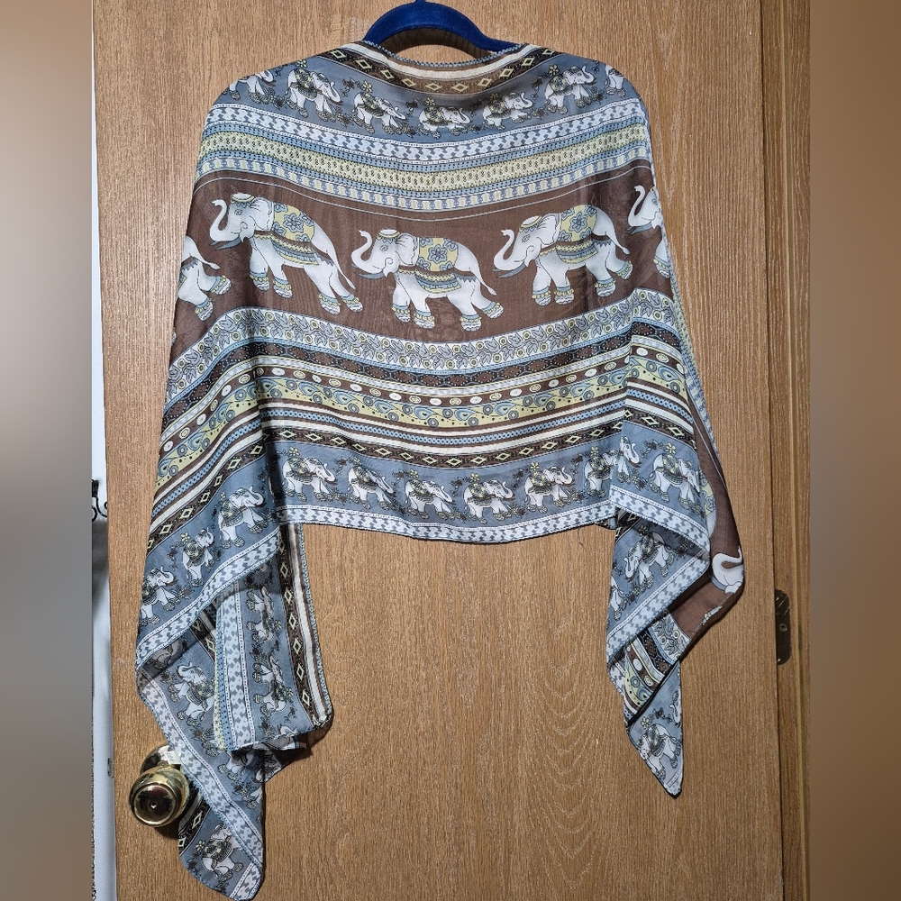 Elephant Print Lightweight Y2K Sheer Scarf 21"×60"